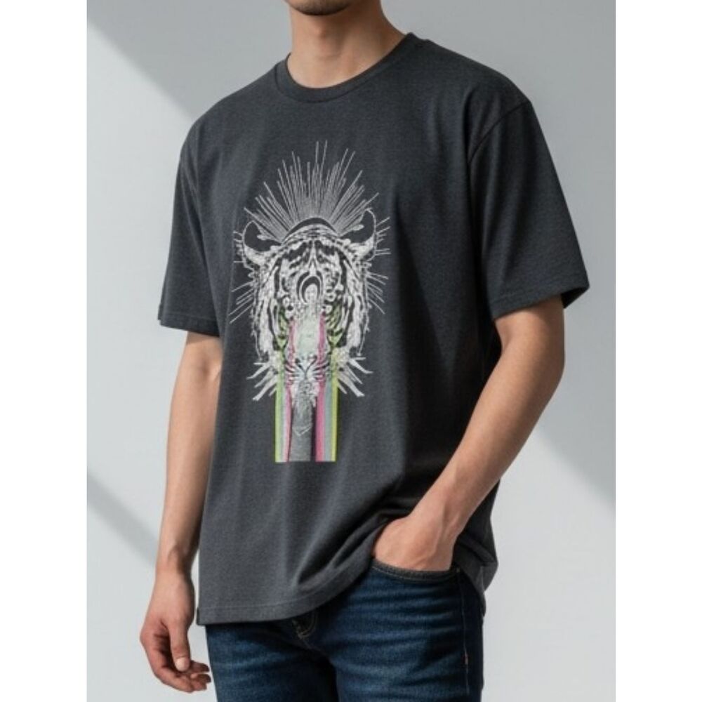 American Apparel Psychedelic Tiger Charcoal Tee